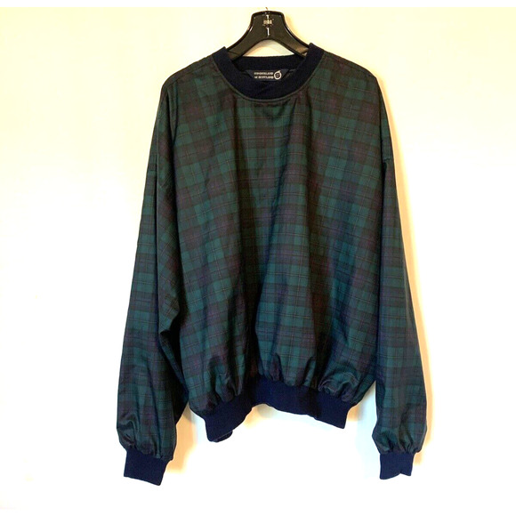 Sunderland Of Scotland Mens Jacket 2XL Windbreaker Green Plaid Check Tartan - Picture 1 of 11